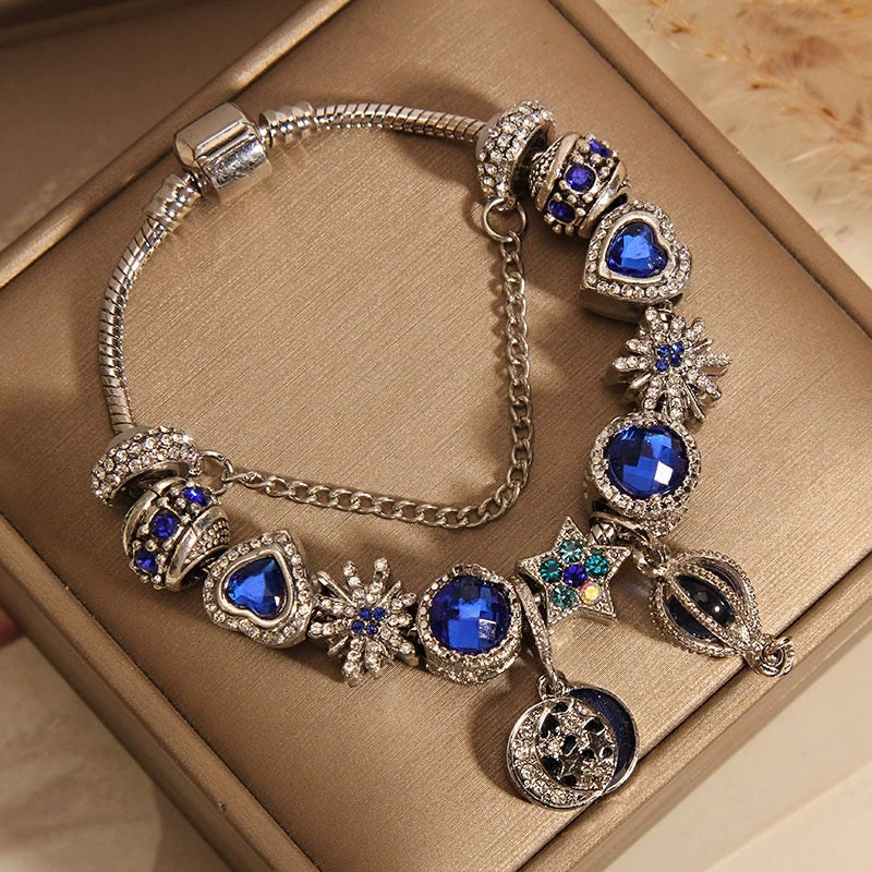 【B0118】Super Sparkle Crystal Gemstone Bracelet Blue Star Bracelet